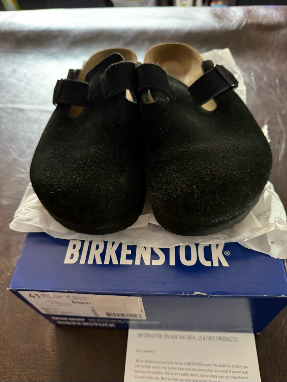 Birkenstock Men’s Black Suede Closed-Toe Clog Size 41
